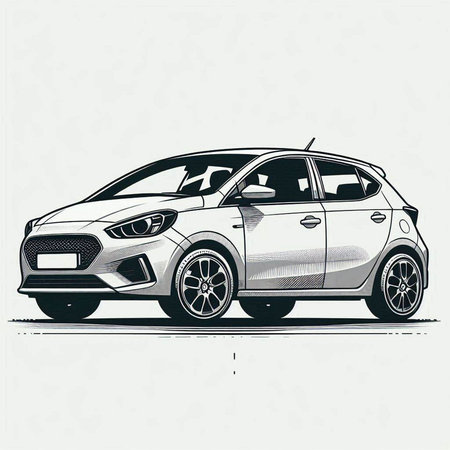 Sketch of a car on a white background. Vector illustration