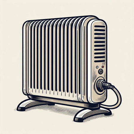 Vintage illustration of a radiator. Vector illustration in retro style.