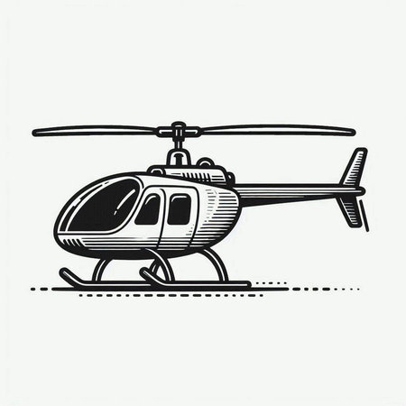 Helicopter vector illustration. Hand drawn helicopter isolated on white background.
