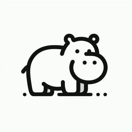 Hippopotamus line icon. Vector illustration isolated on white background.の写真素材