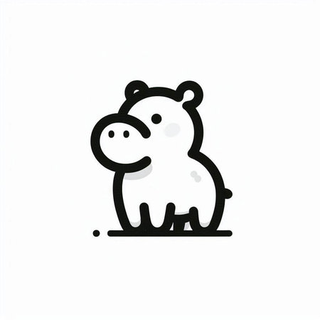 Cute hippo icon. Vector illustration isolated on white background.の写真素材