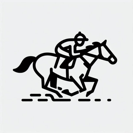 Horse racing icon, jockey riding a horse, vector illustration