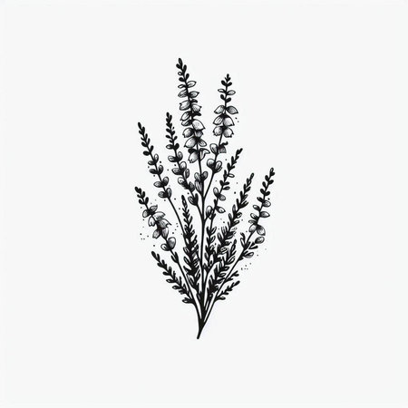 Hand drawn lavender flower. Botanical illustration. Vector illustration.の写真素材