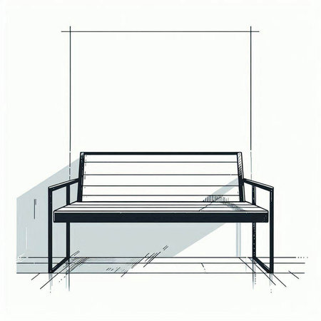 Sketch of a bench on a white background. Vector illustrationの写真素材