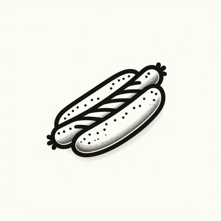 Sausage icon. Grilled hot dog. Vector illustration.の写真素材