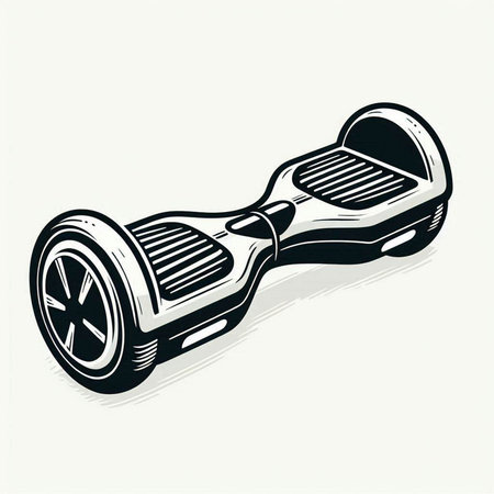 Self Balancing Electric Skateboard. Hand drawn vector illustration.