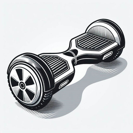 Modern self-balancing electric scooter on a white background. Vector illustration.