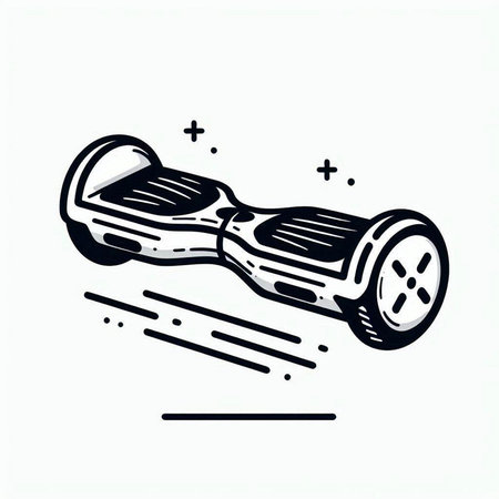 Modern hoverboard, hand drawn vector illustration in doodle style.
