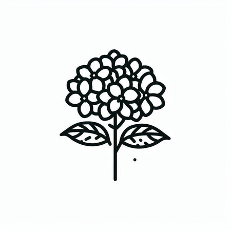 Hydrangea flower icon on white background. Vector Illustration.