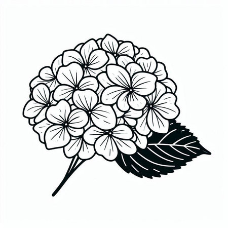 Hand drawn hydrangea flower, sketch for your design. Vector illustration