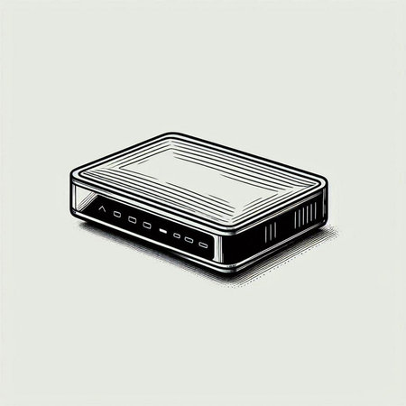 Wireless router. Vector illustration. Black and white. Isolated on white background.