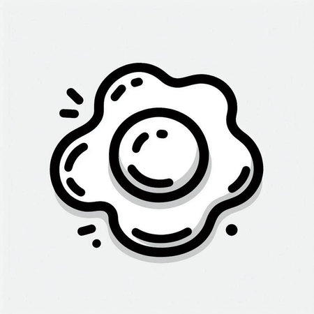 Fried egg icon in doodle style on a gray background