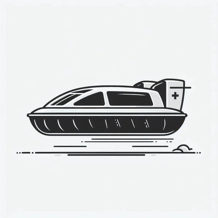 Boat vector icon. Black and white illustration of a boat.