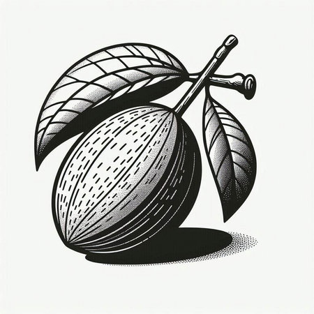 Engraving of a plum on a white background, vector illustration