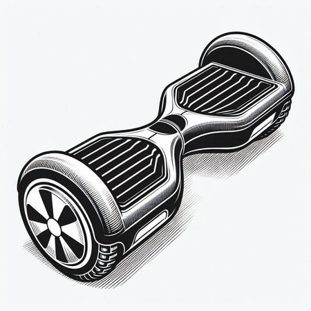 Hand drawn gyro scooter, sketch vector illustration isolated on white background.