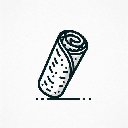 Vector illustration of a rolled rolled up paper. Wrapping paper icon.の写真素材