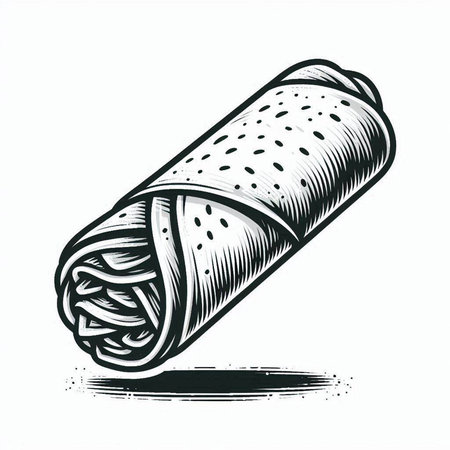Illustration of a roll of burrito. Vector illustration on white background.の写真素材