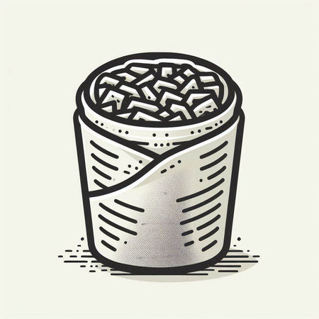 Sushi roll in a paper cup, hand drawn vector illustration.の写真素材