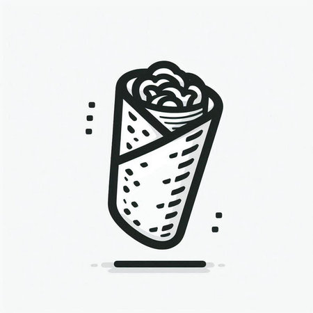 Taco icon in doodle style. Fast food vector illustration.の写真素材
