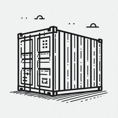 Cargo container. Hand drawn vector illustration in doodle style.の写真素材