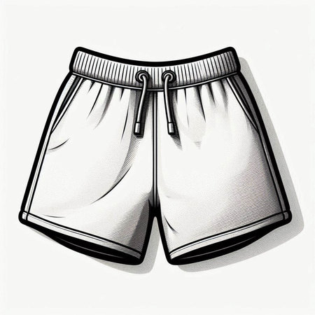 Sketch of men's sports shorts in black and white colors