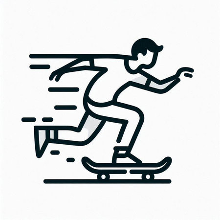 Skateboarder icon. Skateboarding symbol. Vector illustrationの写真素材