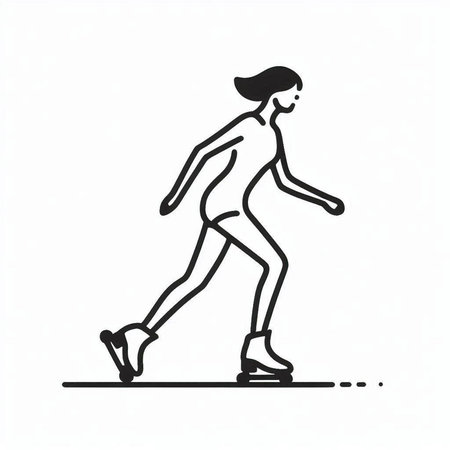 Figure skating vector illustration, figure skating line art, figure skating iconの写真素材