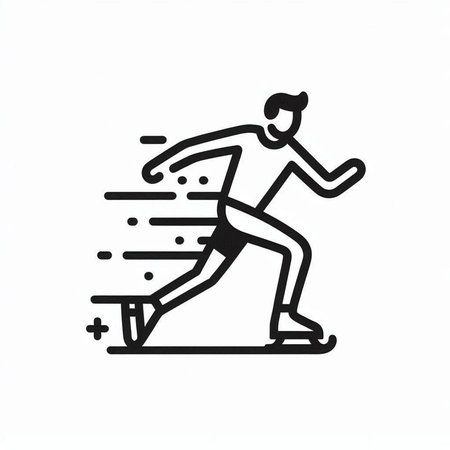ice skating vector icon, line art illustration of ice skater.の写真素材