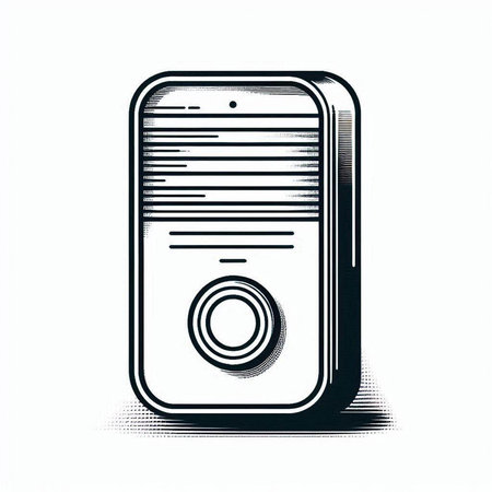 Smartphone icon with media player on white background. Vector illustration.