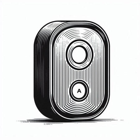 Illustration of an old-styled audio speaker isolated on a white backgroundの写真素材