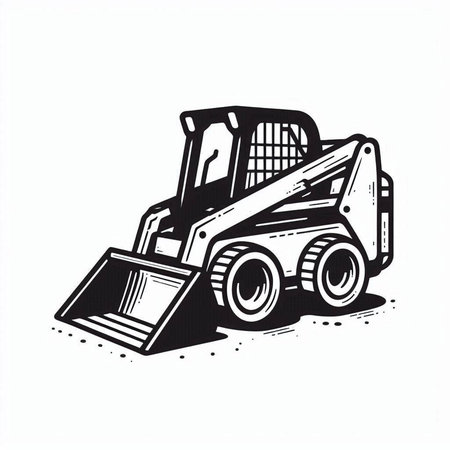 Bulldozer vector illustration isolated on white background. Side view.