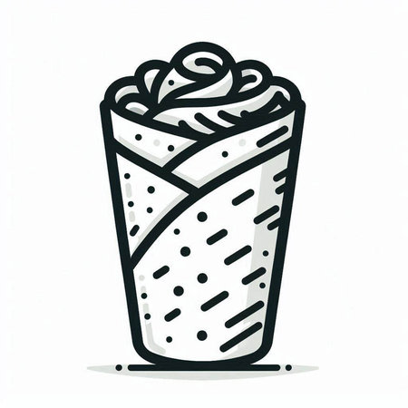 Vector illustration of ice cream in waffle cup on white background.の写真素材