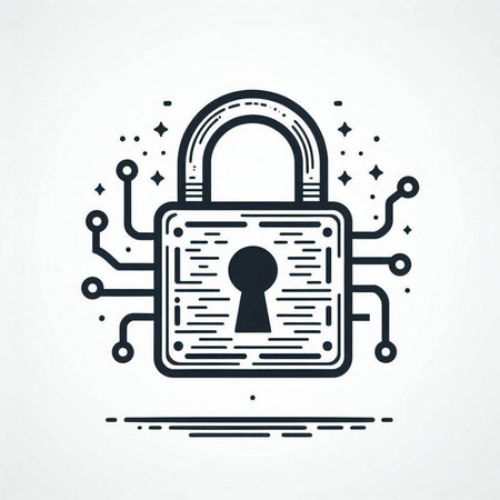 Cyber security icon. Padlock and circuit board. Vector illustration.