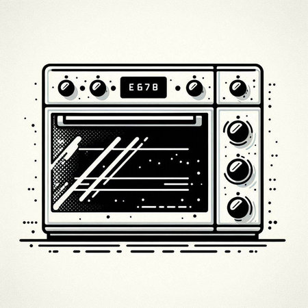 Stylized vector illustration of a modern oven on a white background