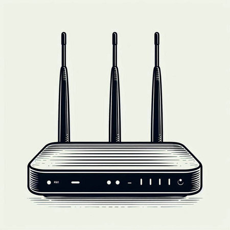 Wireless router icon in engraving style. Vector illustration.