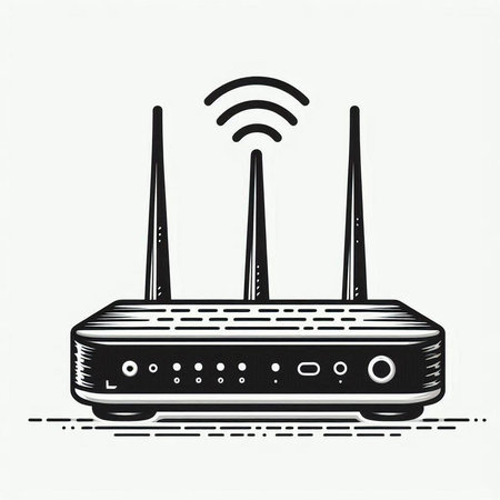 Wi fi router on white background. Vector illustration in retro style.
