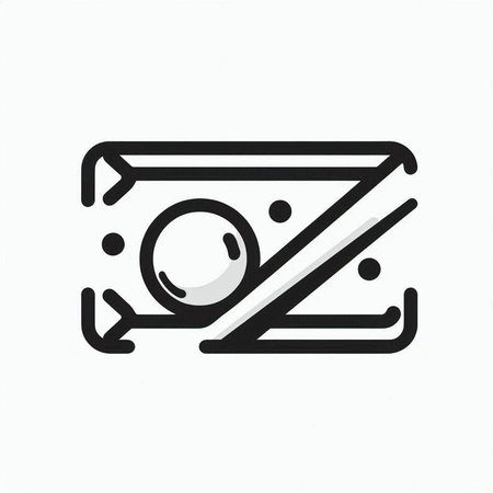 Vector illustration, flat design. Black and white image of a billiard ball.