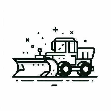 Snowplow icon. Heavy duty construction equipment. Vector illustration.