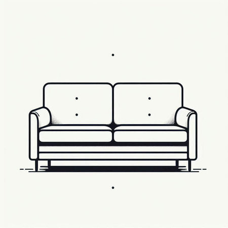 Sofa in line art style. Hand drawn vector illustration.の写真素材