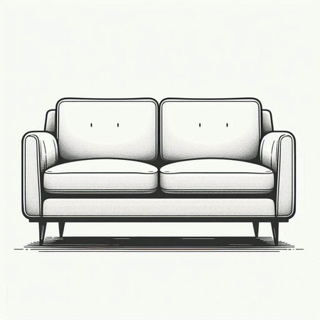 Sofa in retro style on a white background. Vector illustrationの写真素材