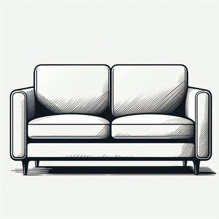 Sketch of a sofa on a white background. Vector illustrationの写真素材