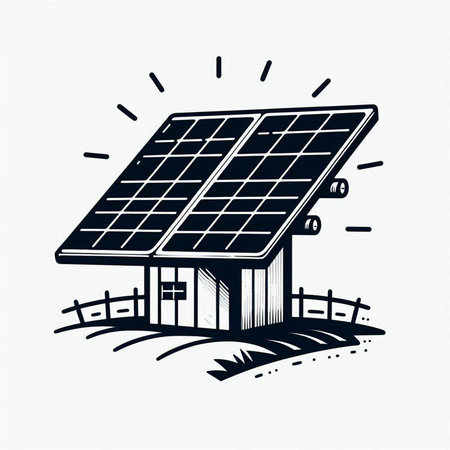 solar panel on the roof of a house, vector illustration.