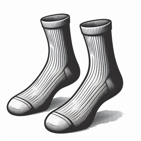 Socks sketch engraving vector illustration. Scratch board style imitation. Black and white hand...
