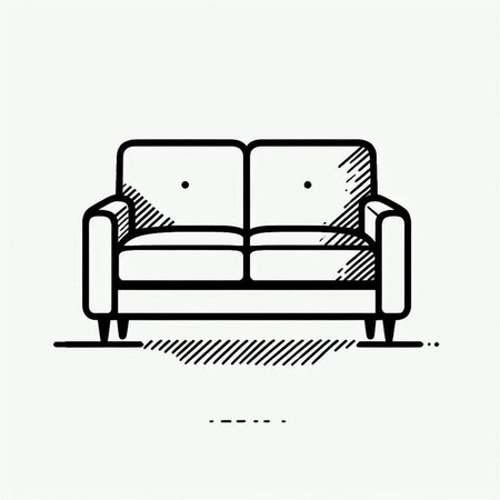 Sofa icon in doodle style. Vector illustration.の写真素材