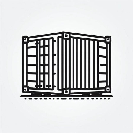 Cargo container icon in outline style. Logistic vector illustration.