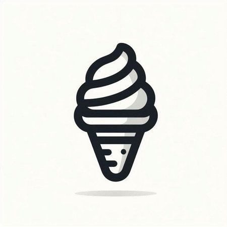 Ice cream icon. Vector illustration. Ice cream in a cone.の写真素材