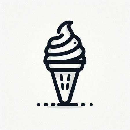 Ice cream in a waffle cone on a white background. Vector illustrationの写真素材
