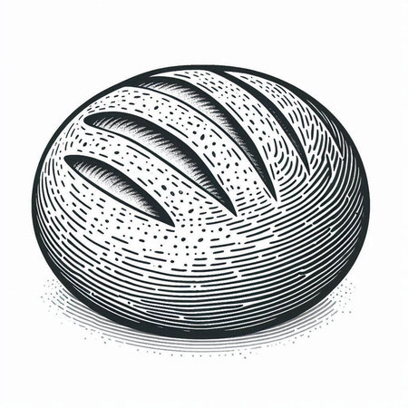 Bread in engraving style on white background. Vector illustration.の写真素材