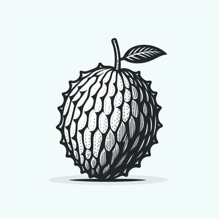 Soursop fruit vector illustration. Hand drawn sketch style fruit.