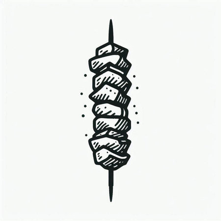 Skewers of meat on a white background. Vector illustration.の写真素材